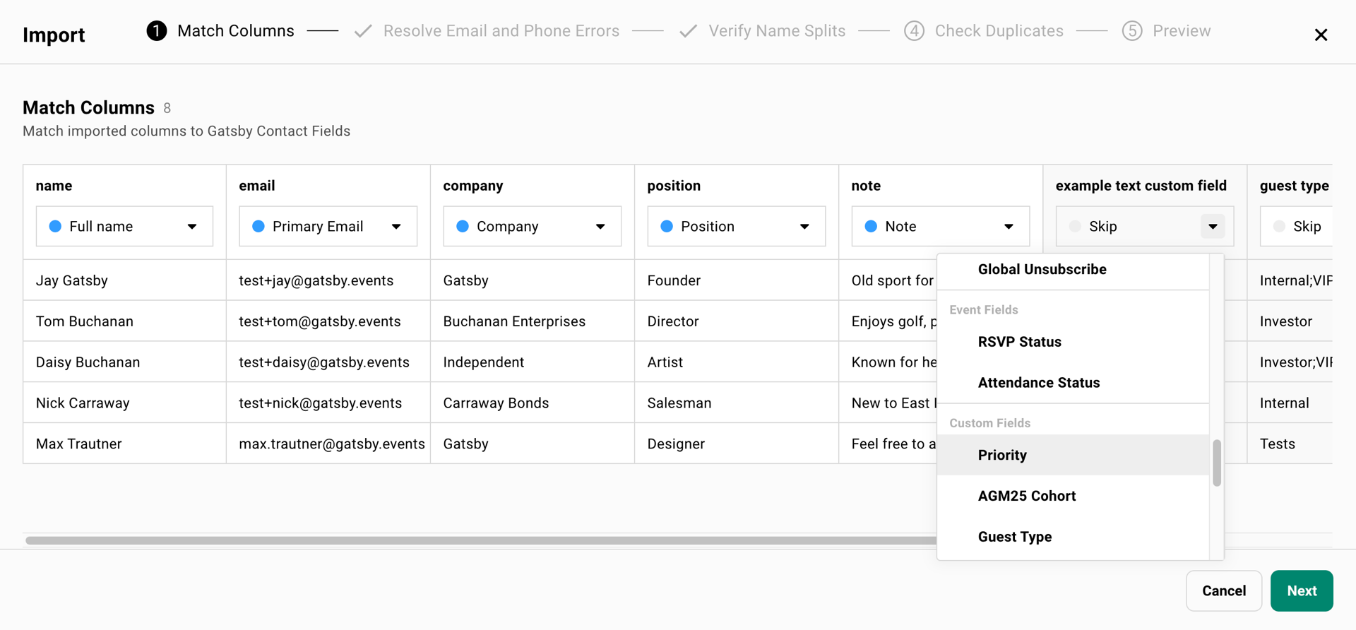 CSV import tool for your guest list